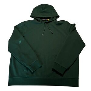 Polo Ralph Lauren Mens Green Hoodie Double Knit Pony Logo Pullover Size XL